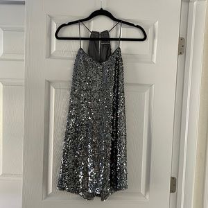 Express Silver Sequined Dress
